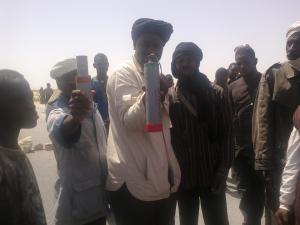 22 Apr 13 Porters show gas grenade cartridges s used against them by gendarmes in Mauritania today